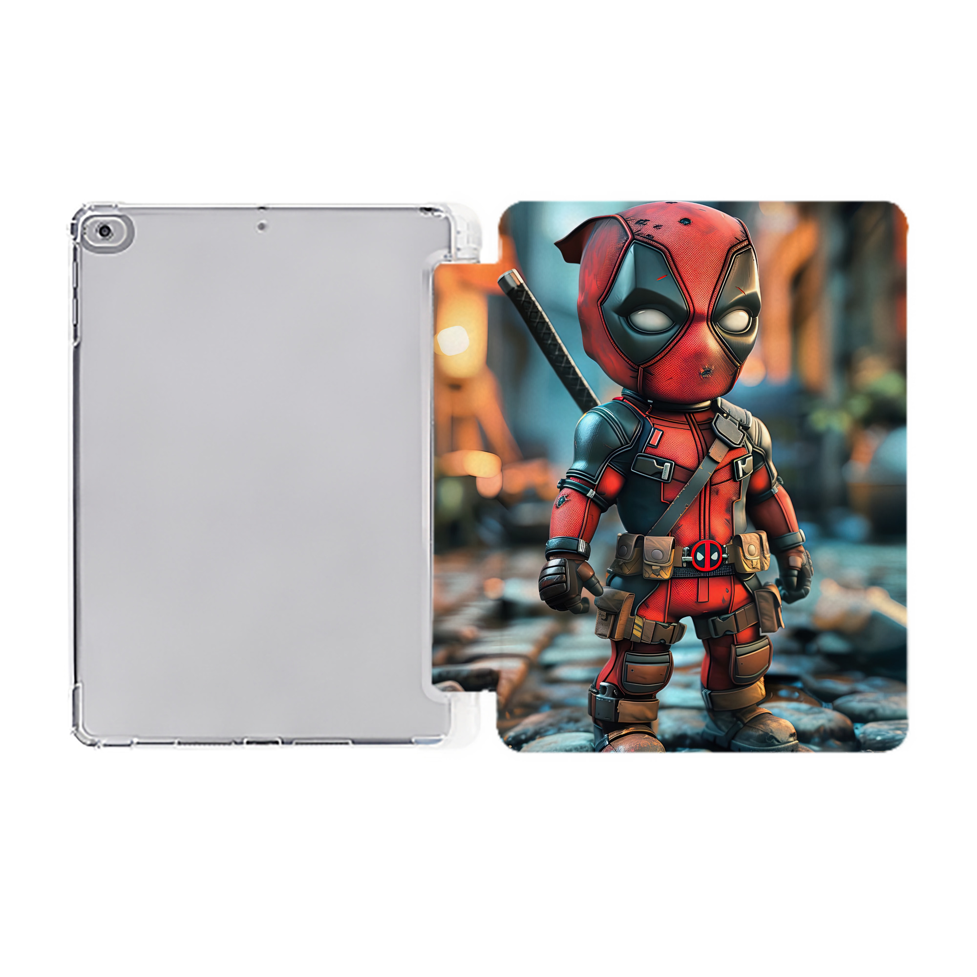 （画像用） Deadpool デッドプール IPad ケース ペン収納付き 三つ折りスタンド PUレザー×シリコン 対応機種9.5/10.5/10.9インチ